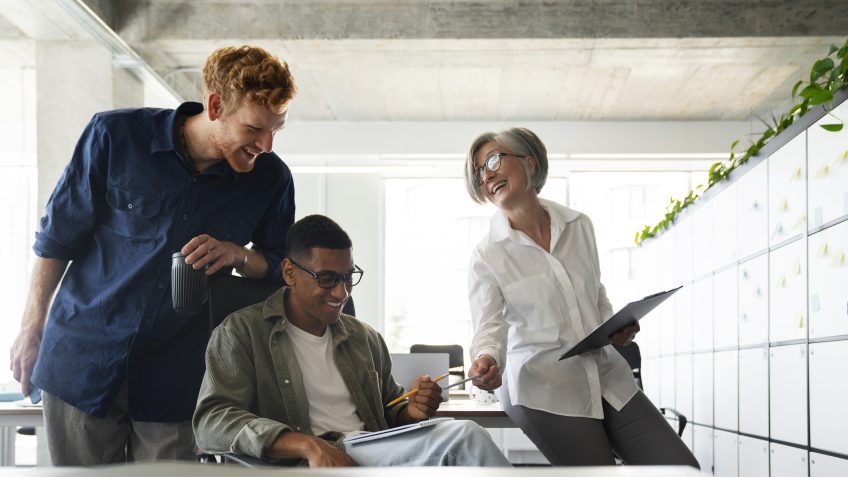 Startup workers chatting